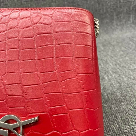 100% Authentic Saint Laurent Kate Monogramme Red Leather Shoulder Bag - Picture 4 of 13